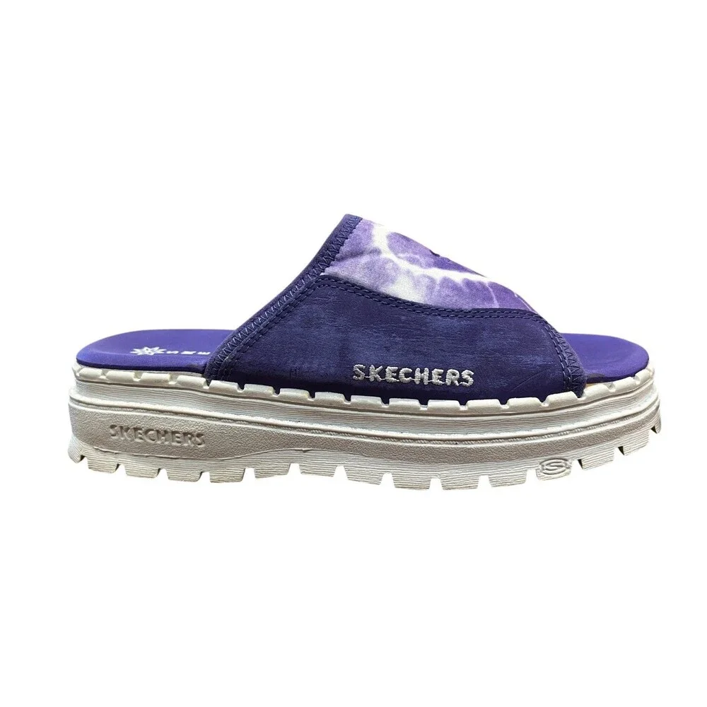 Skechers Girls Purple Tie Dye Platform Slide Sandals  Size 3  Sporty  Chunky